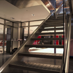 architectural & interior design stainless metal stairway